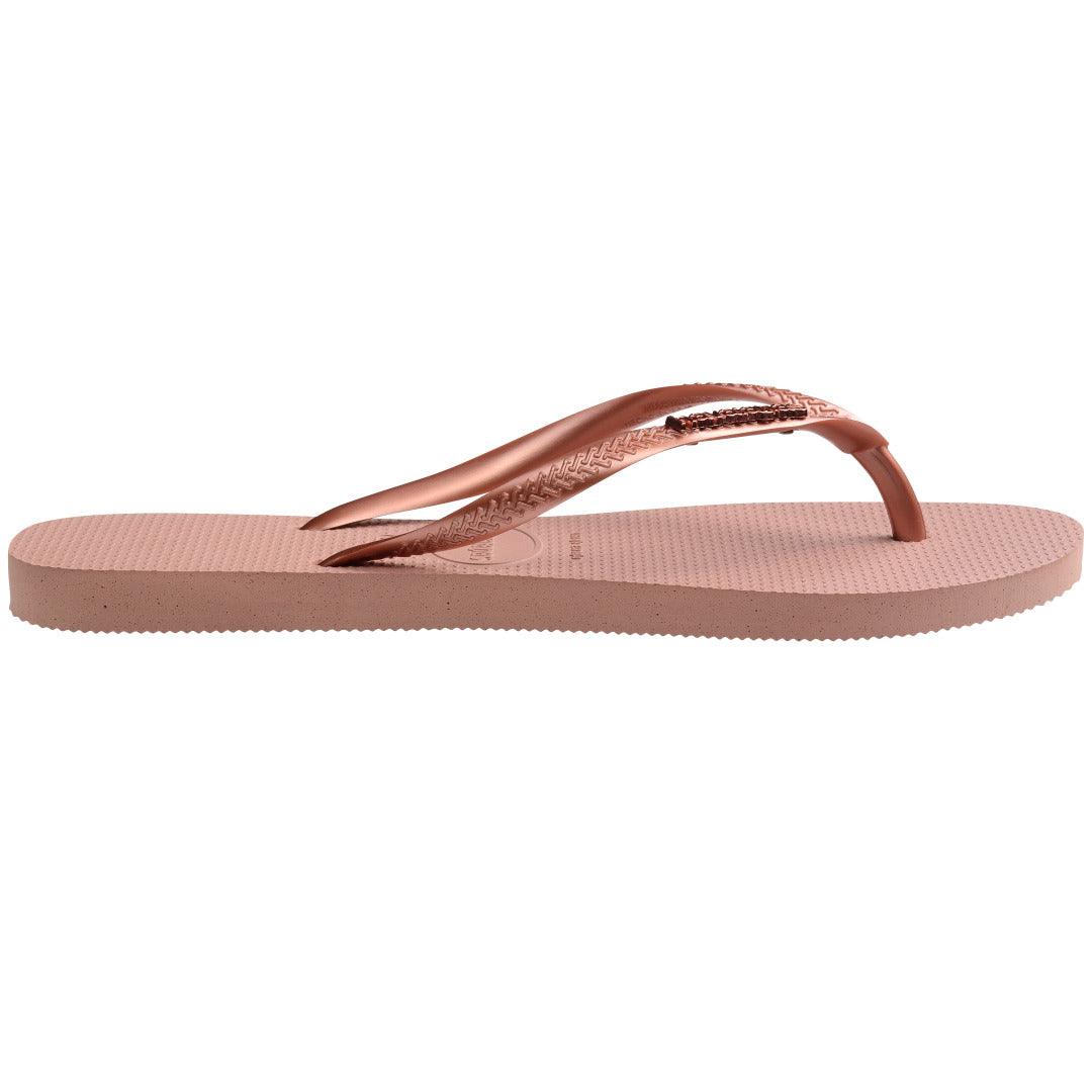 Chinelo Slim Logo Metálico Feminino Confortável Elegante Verão Praia