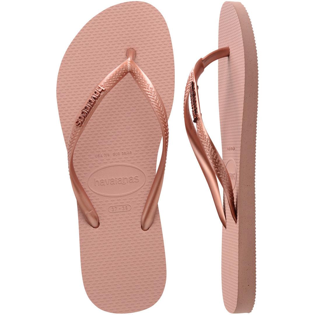 Chinelo Slim Logo Metálico Feminino Confortável Elegante Verão Praia