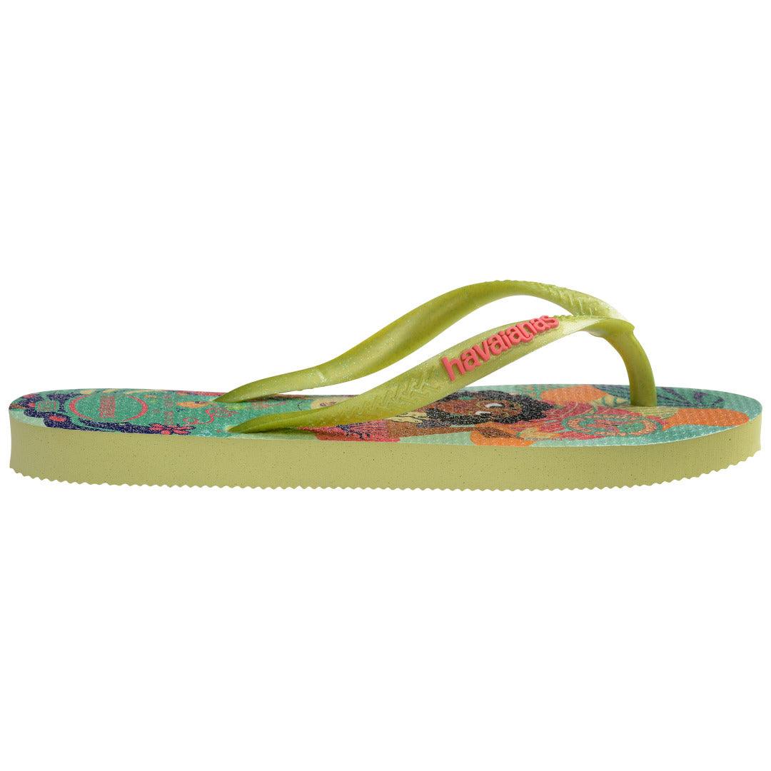 Chinelo Kids Slim Princesas Disney Glitter Verde Matcha Conforto