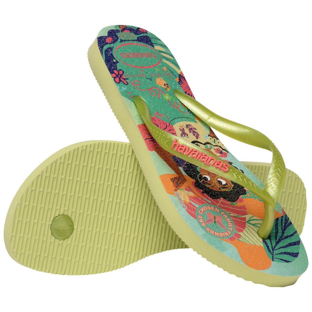 Chinelo Kids Slim Princesas Disney Glitter Verde Matcha Conforto