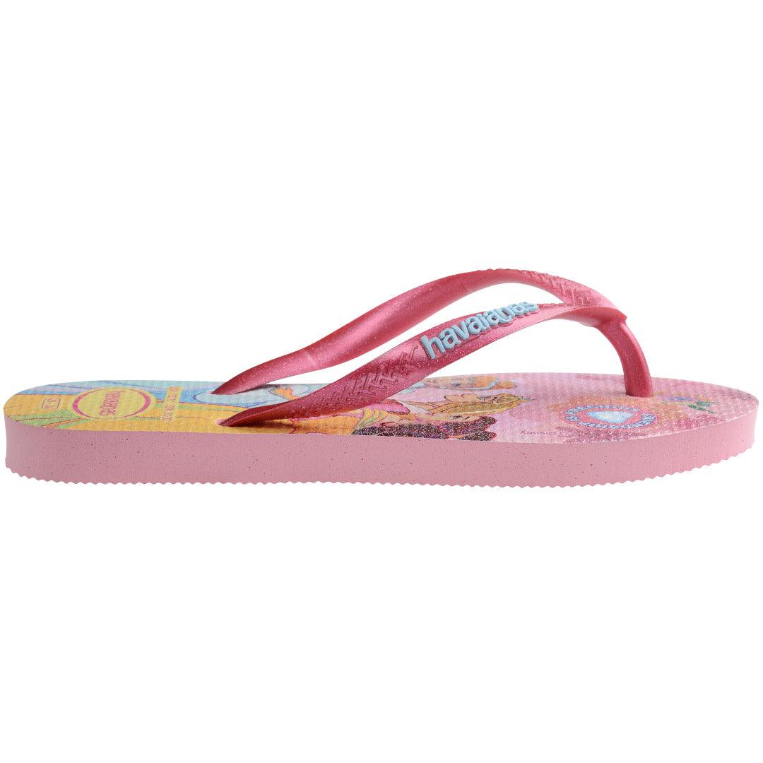 Chinelo Infantil Slim Princesas Rosa Glow com Glitter para Meninas
