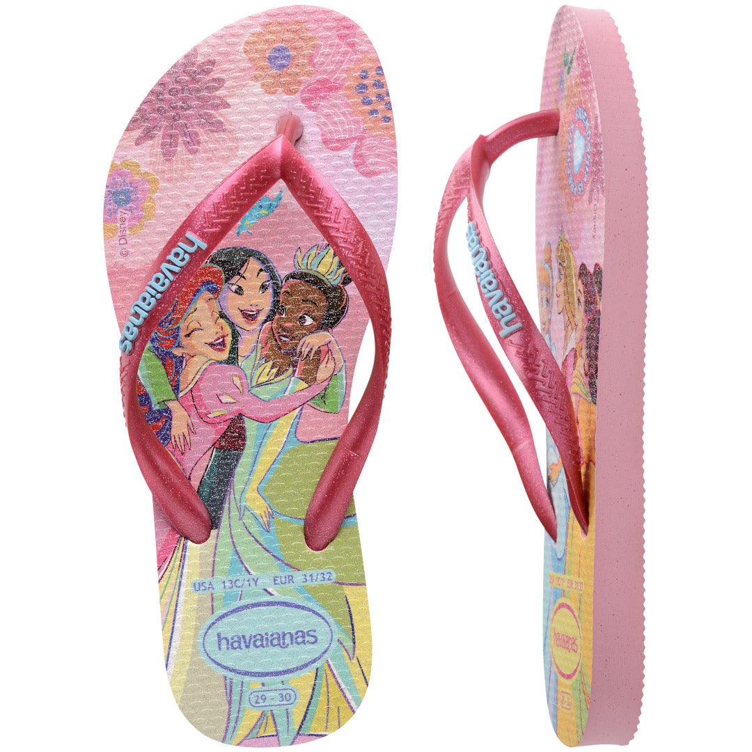 Chinelo Infantil Slim Princesas Rosa Glow com Glitter para Meninas