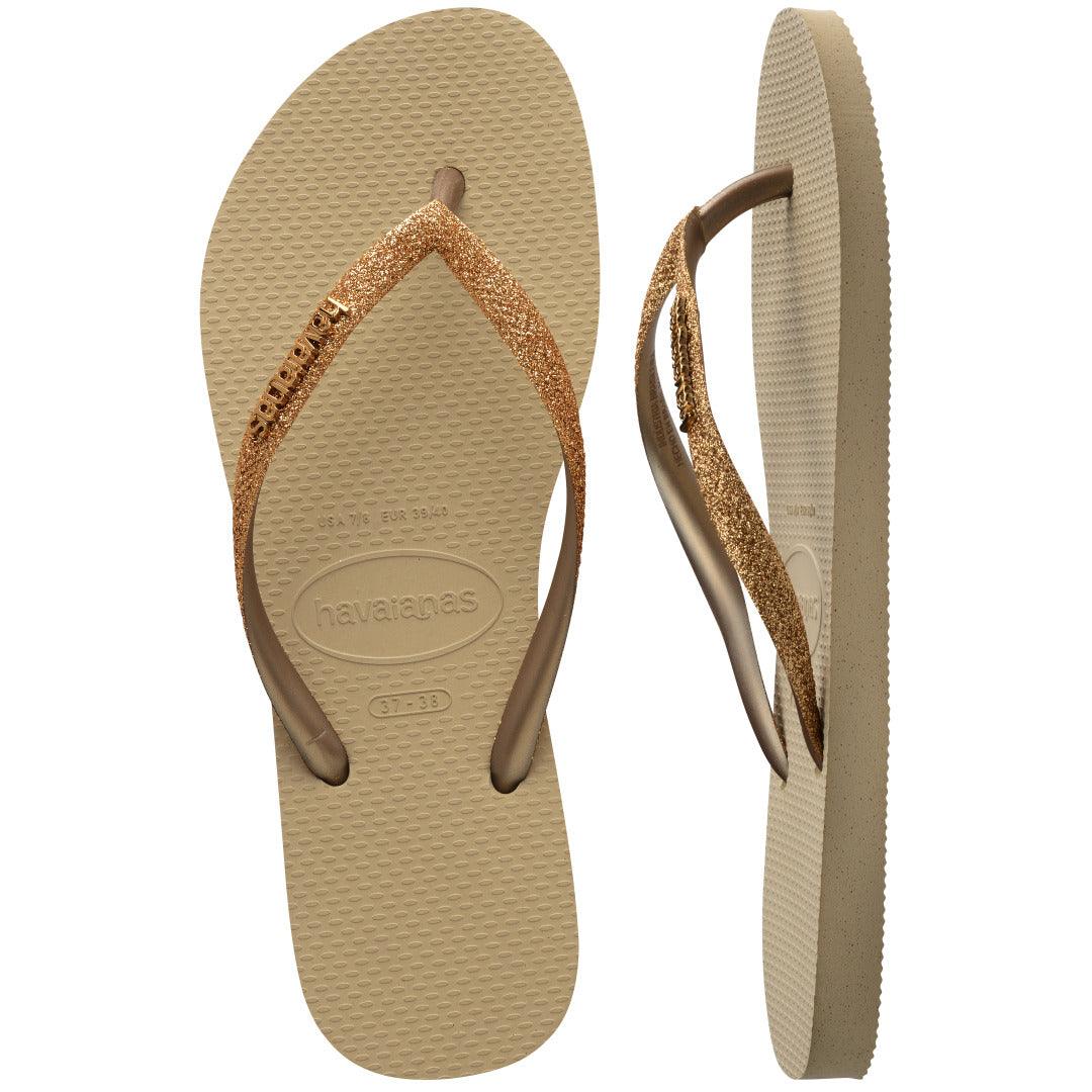 Chinelo Slim Glitter II Dourado Brilhante Feminino Conforto Estilo