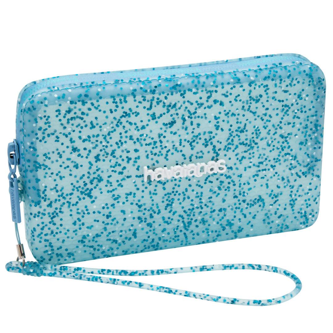 Mini Bolsa Super Glitter Azul Transparente: Estilo Brilhante e Compacto