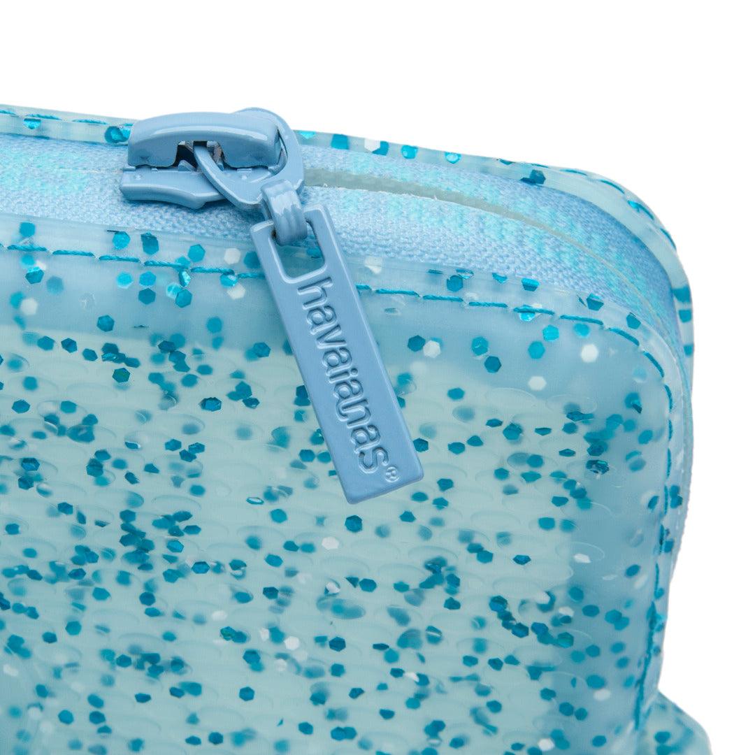 Mini Bolsa Super Glitter Azul Transparente: Estilo Brilhante e Compacto