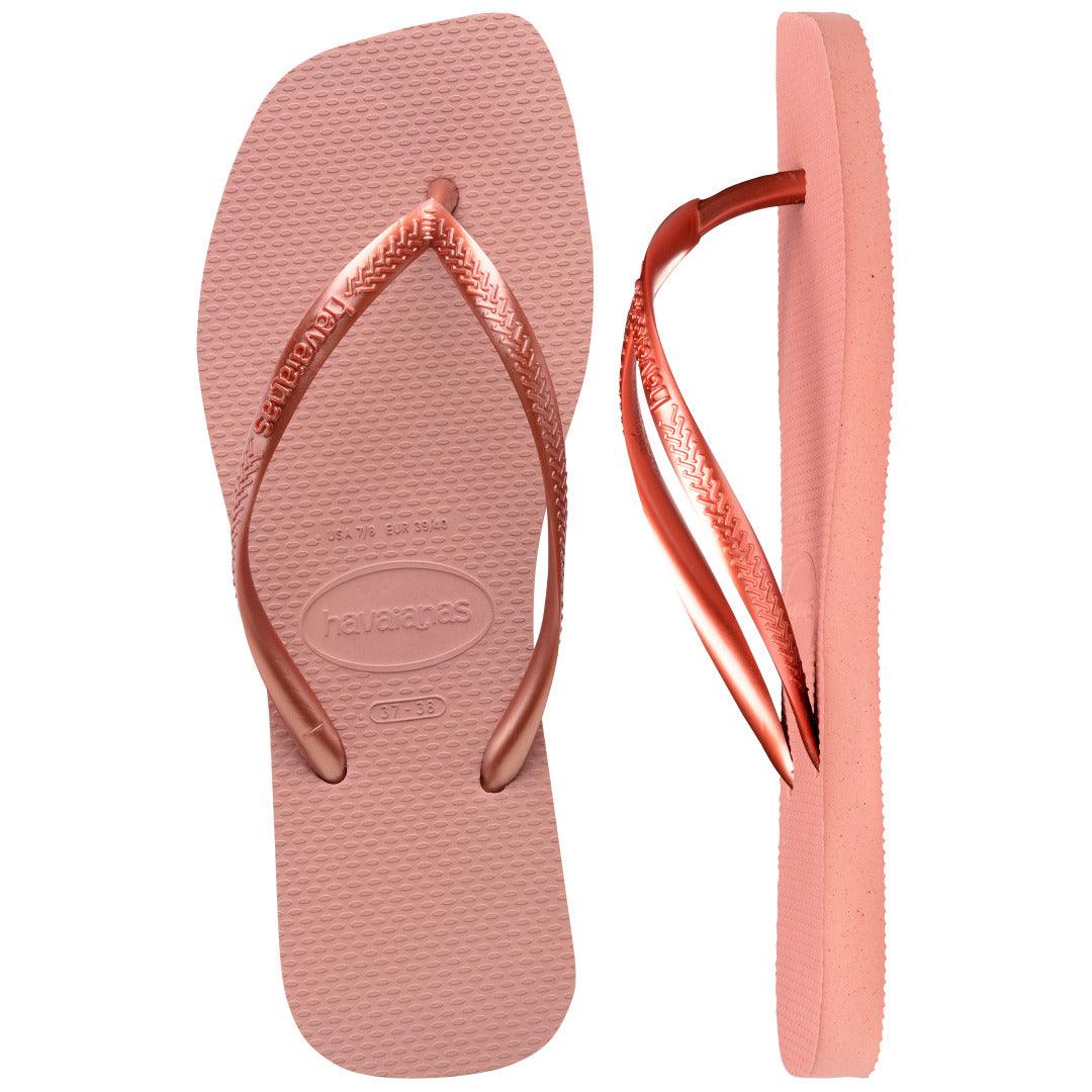 Chinelo Slim Square Rosa Crocus Feminino Moderno Confortável Verão Elegante