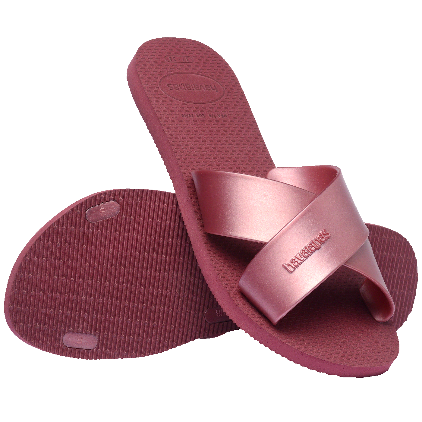 Rasteirinha Aqua Metallic Amaranto: Conforto Deslize, Tiras Metalizadas, Estilo Casual