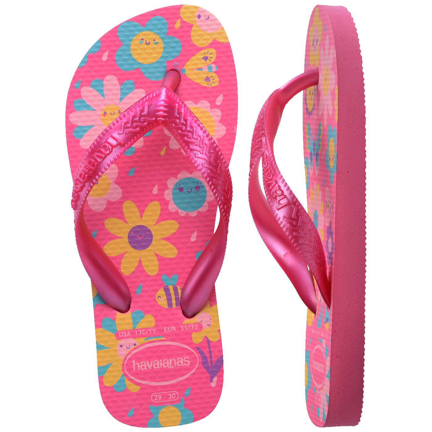 Chinelo  Infantil Flores Moranguinhos: Conforto Rosa Flux para Meninas