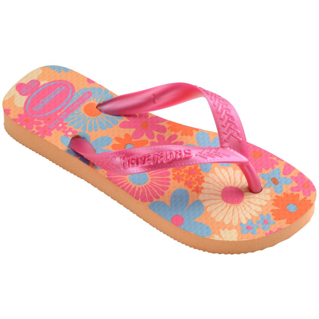 Chinelo  Infantil Flores Pêssego: Conforto Vibrante para os Pezinhos