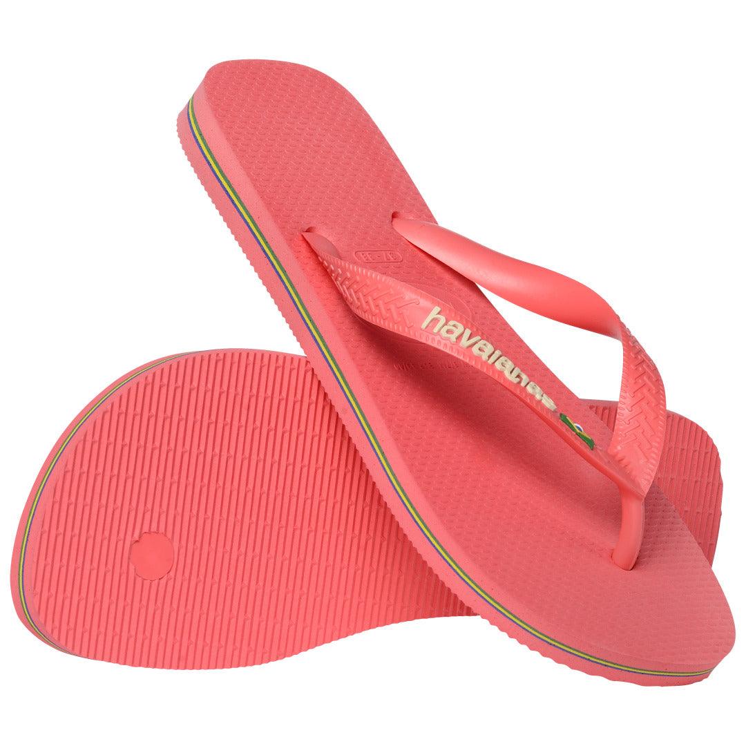 Chinelo  Brasil Logo Coral Tropical Confortável Estiloso Verão Durável Icônico