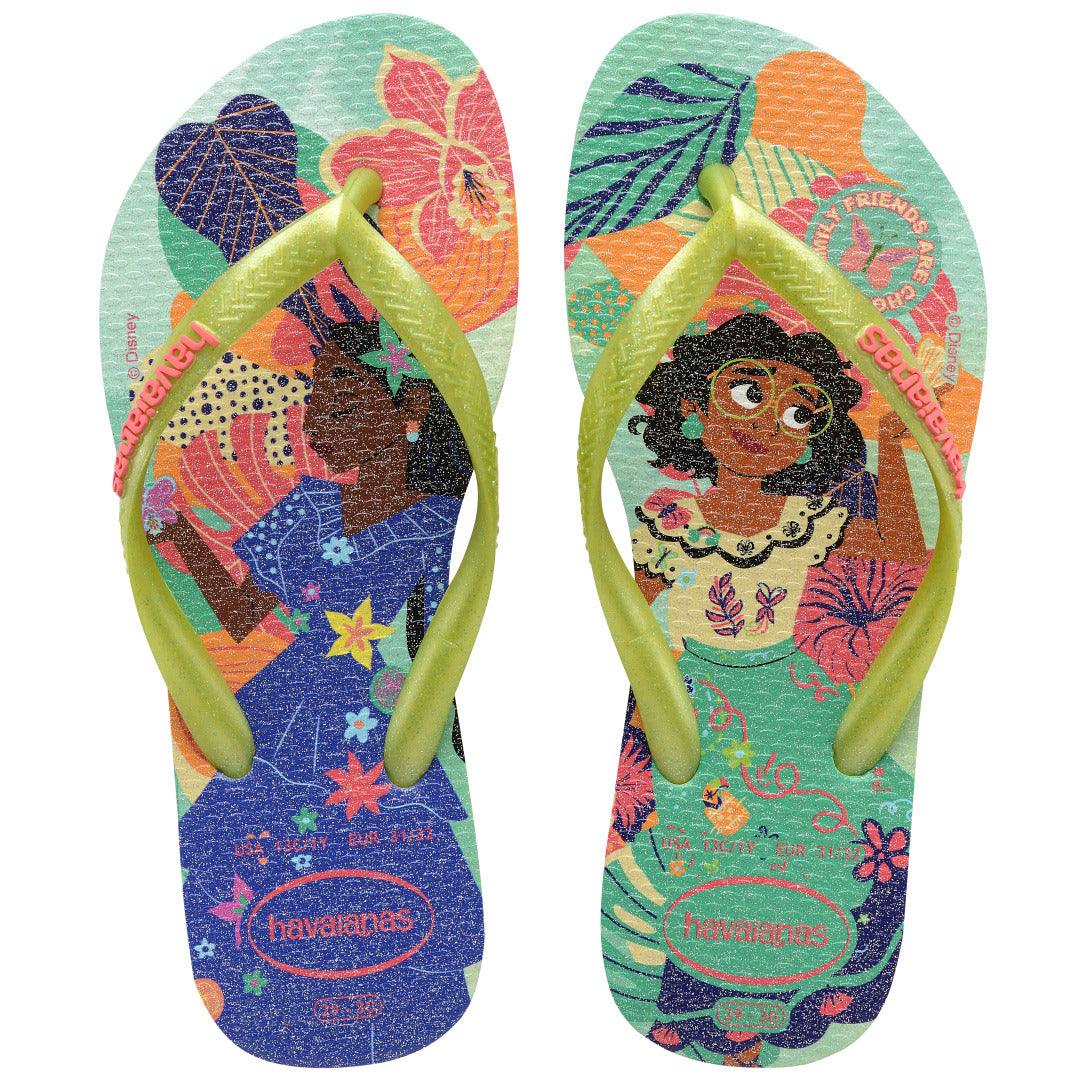 Chinelo  Kids Slim Princesas Disney Glitter Verde Matcha Conforto