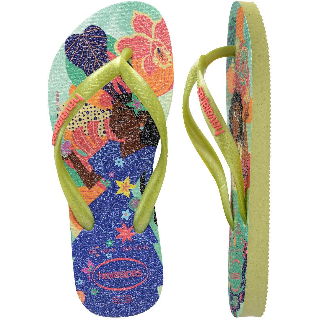 Chinelo  Kids Slim Princesas Disney Glitter Verde Matcha Conforto