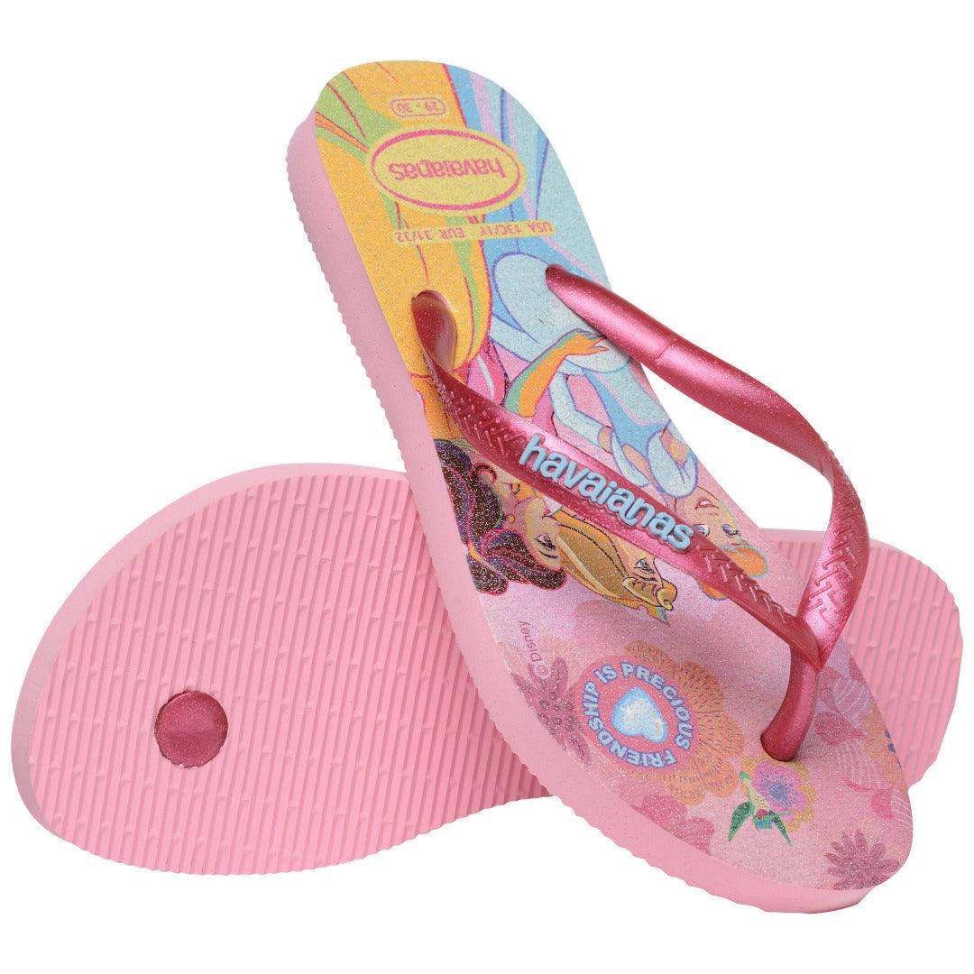 Chinelo  Infantil Slim Princesas Rosa Glow com Glitter para Meninas