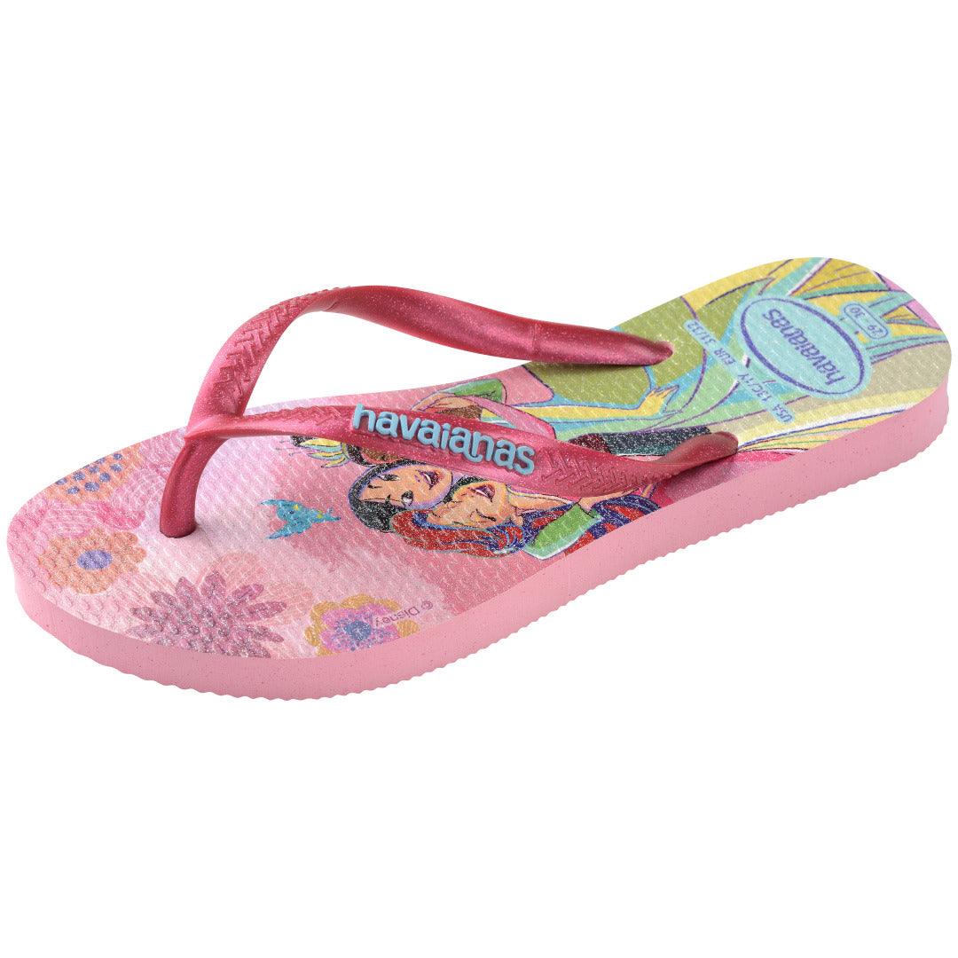 Chinelo  Infantil Slim Princesas Rosa Glow com Glitter para Meninas