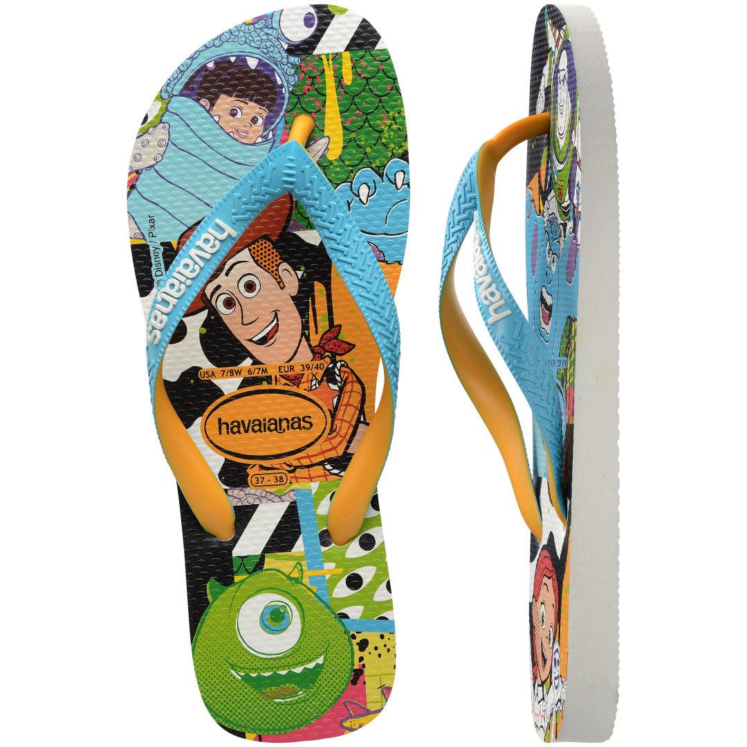 Chinelo  Disney Estiloso Confortável Tiras Largas Bicolores Mickey Pixar Original