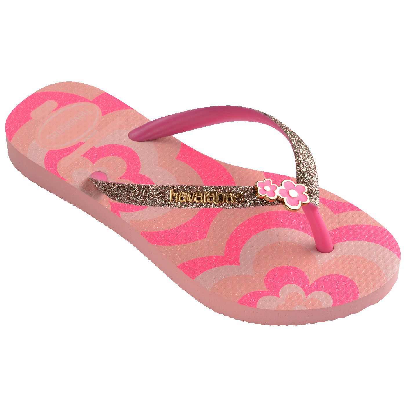 Chinelo  Infantil Slim Glitter II Rosa Flux Brilhante Confortável Meninas