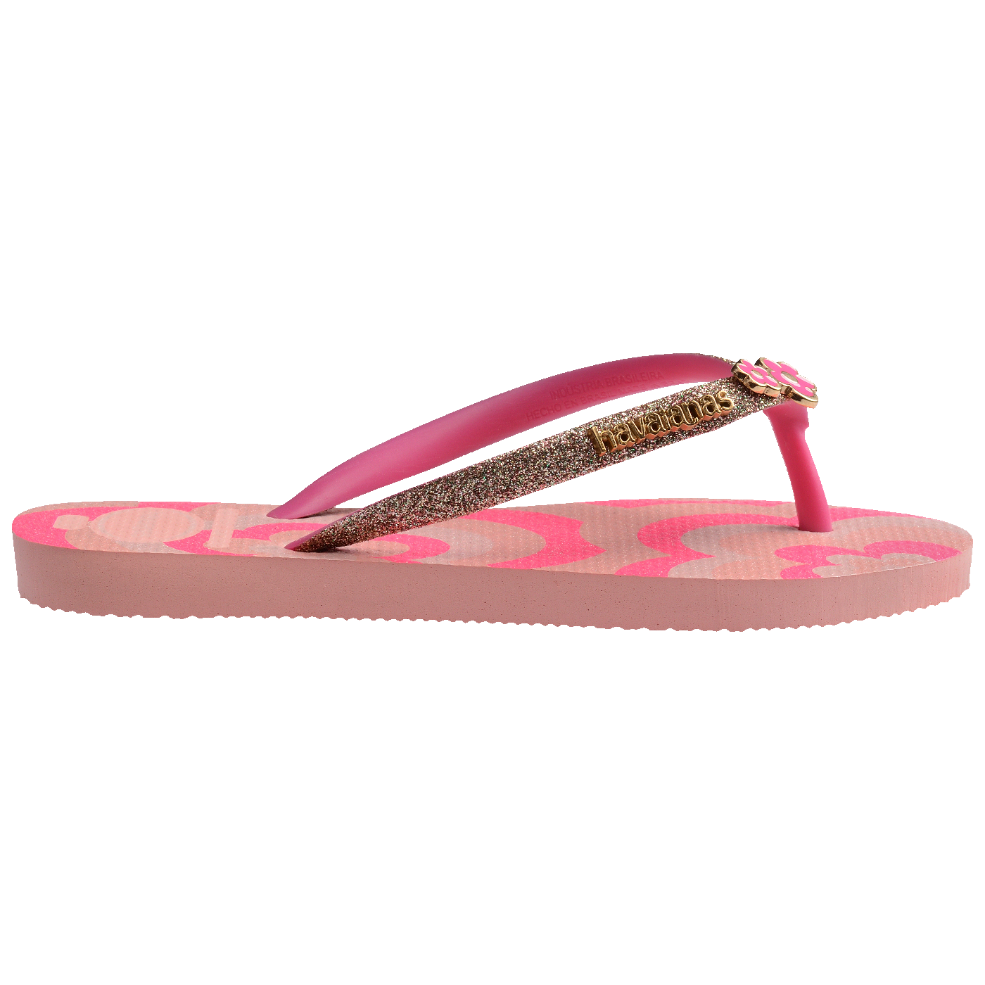 Chinelo  Infantil Slim Glitter II Rosa Flux Brilhante Confortável Meninas