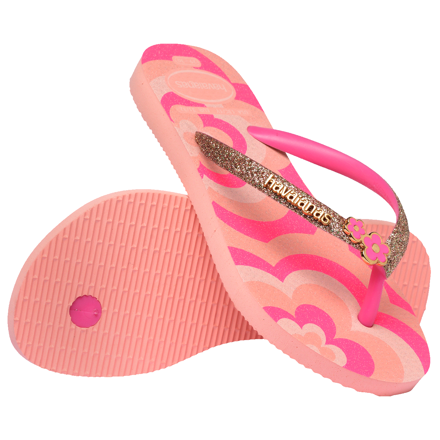Chinelo  Infantil Slim Glitter II Rosa Flux Brilhante Confortável Meninas