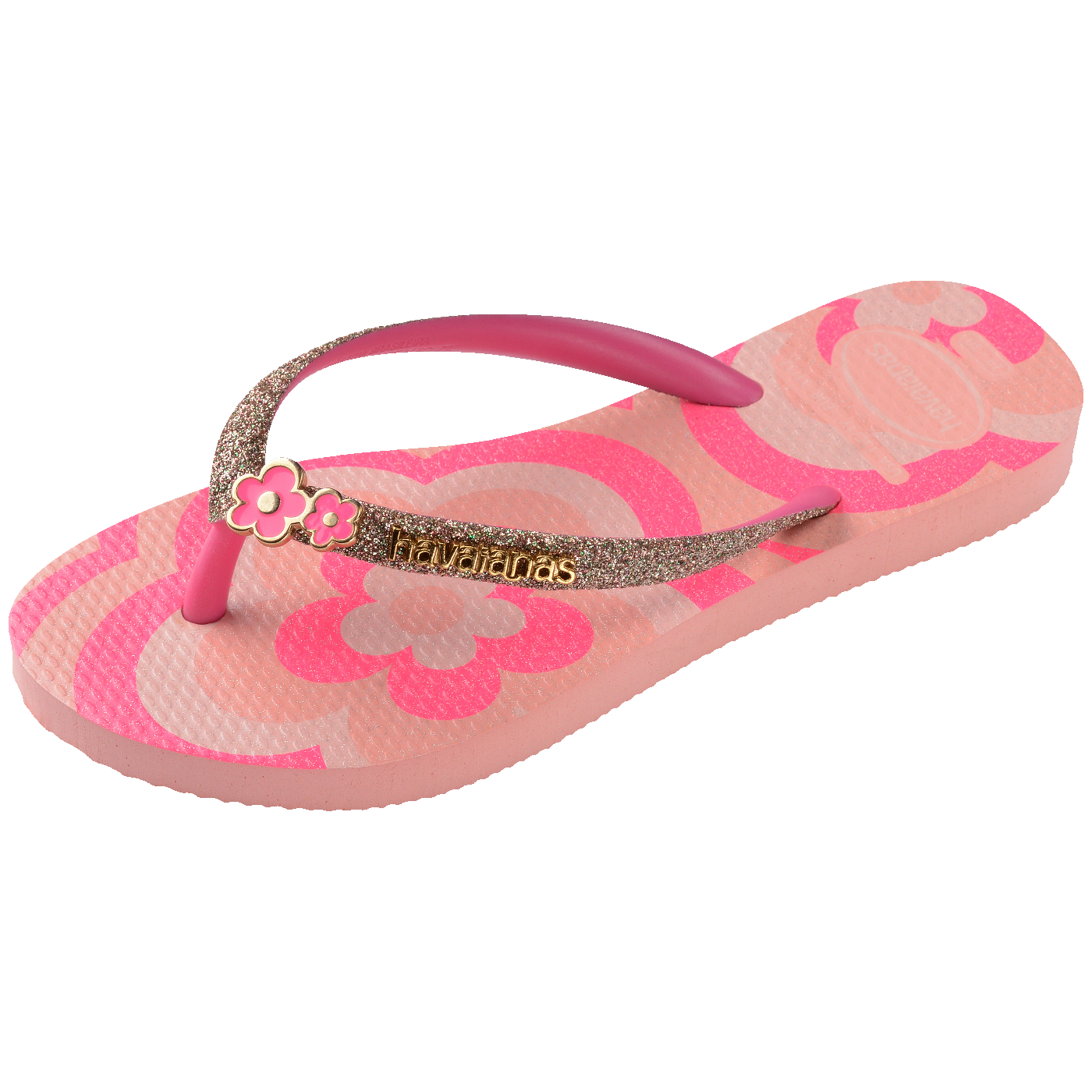 Chinelo  Infantil Slim Glitter II Rosa Flux Brilhante Confortável Meninas