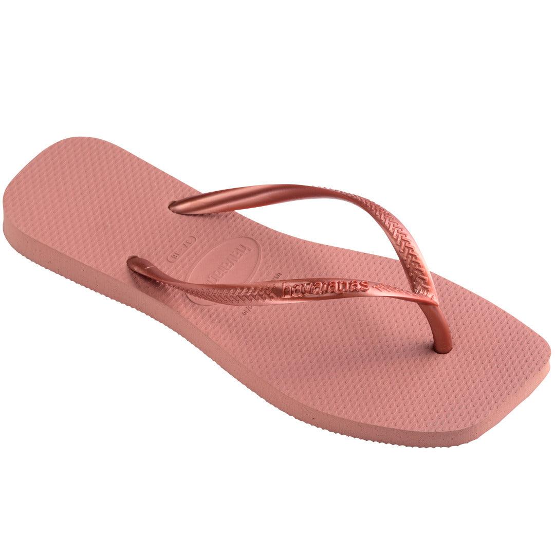 Chinelo  Slim Square Rosa Crocus Feminino Moderno Confortável Verão Elegante