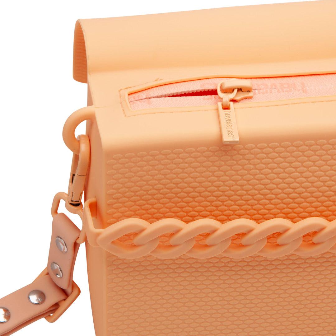 Bolsa Casual  Correntes Silicone Texturizado Alça Ajustável Design Moderno Pêssego