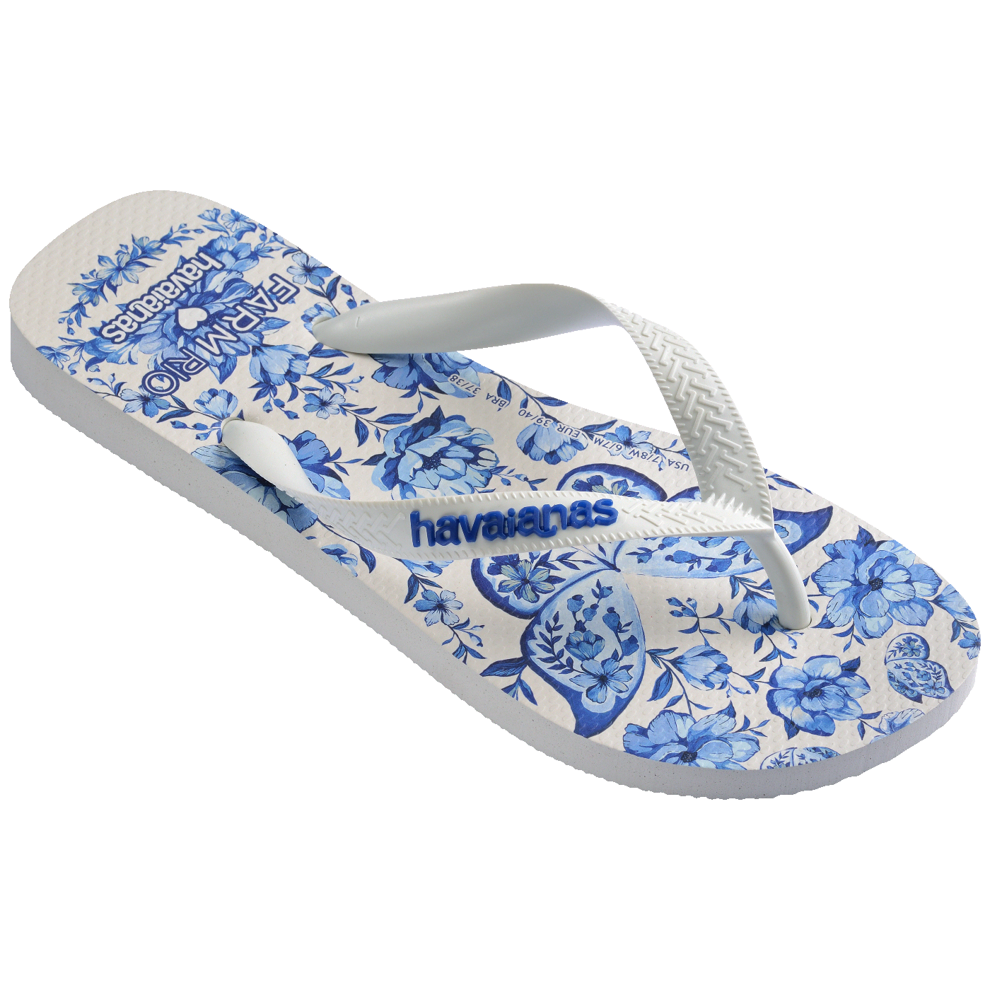 Chinelo  Farm Jardim de Porcelana Feminino Conforto Estilo Verão Estampado Floral Exclusivo