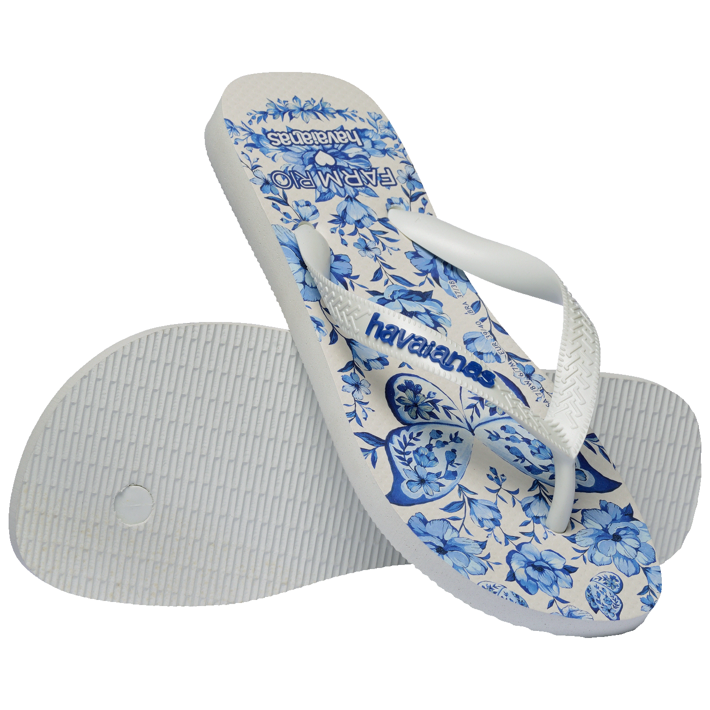 Chinelo  Farm Jardim de Porcelana Feminino Conforto Estilo Verão Estampado Floral Exclusivo