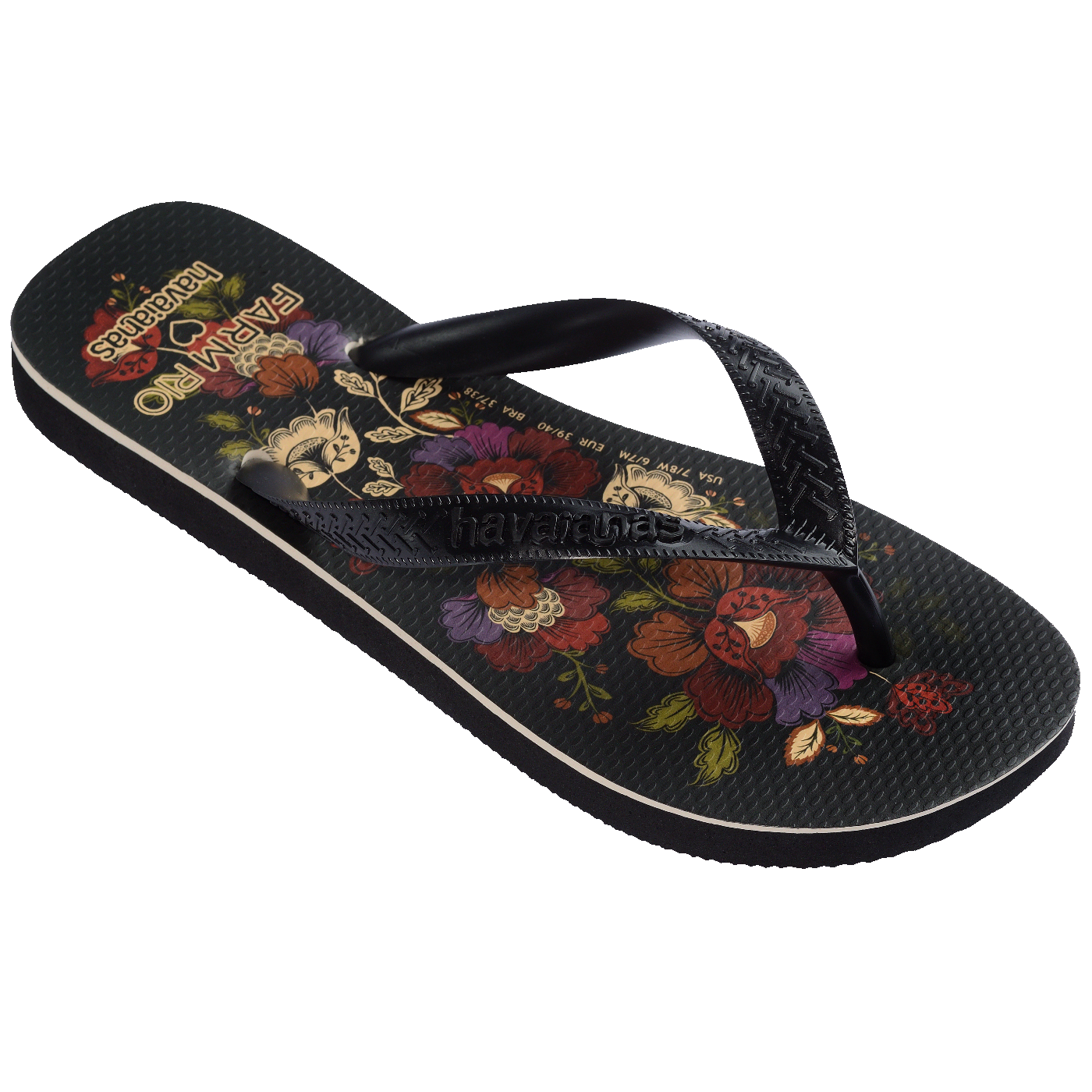 Chinelo  Farm Flor de Fita Feminino Estiloso Conforto Verão Tropical